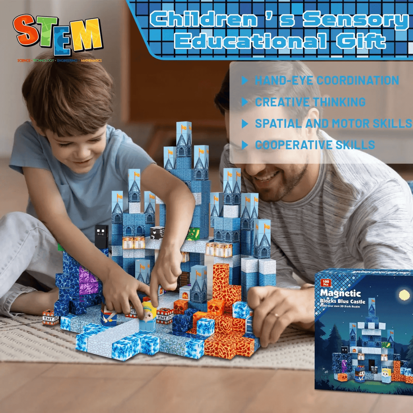 Magnetic Craft™ Blue Castle 100 PCS