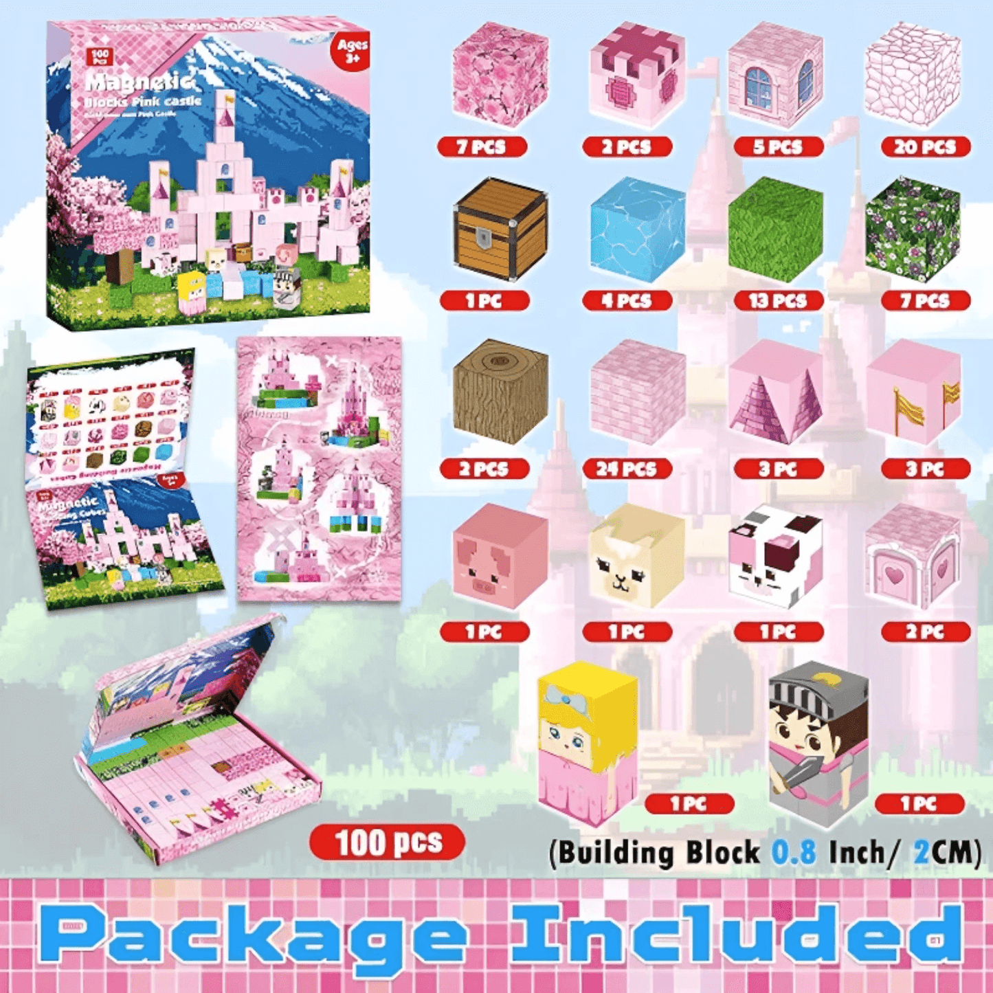 Magnetic Craft™ Pink Castle 100 PCS