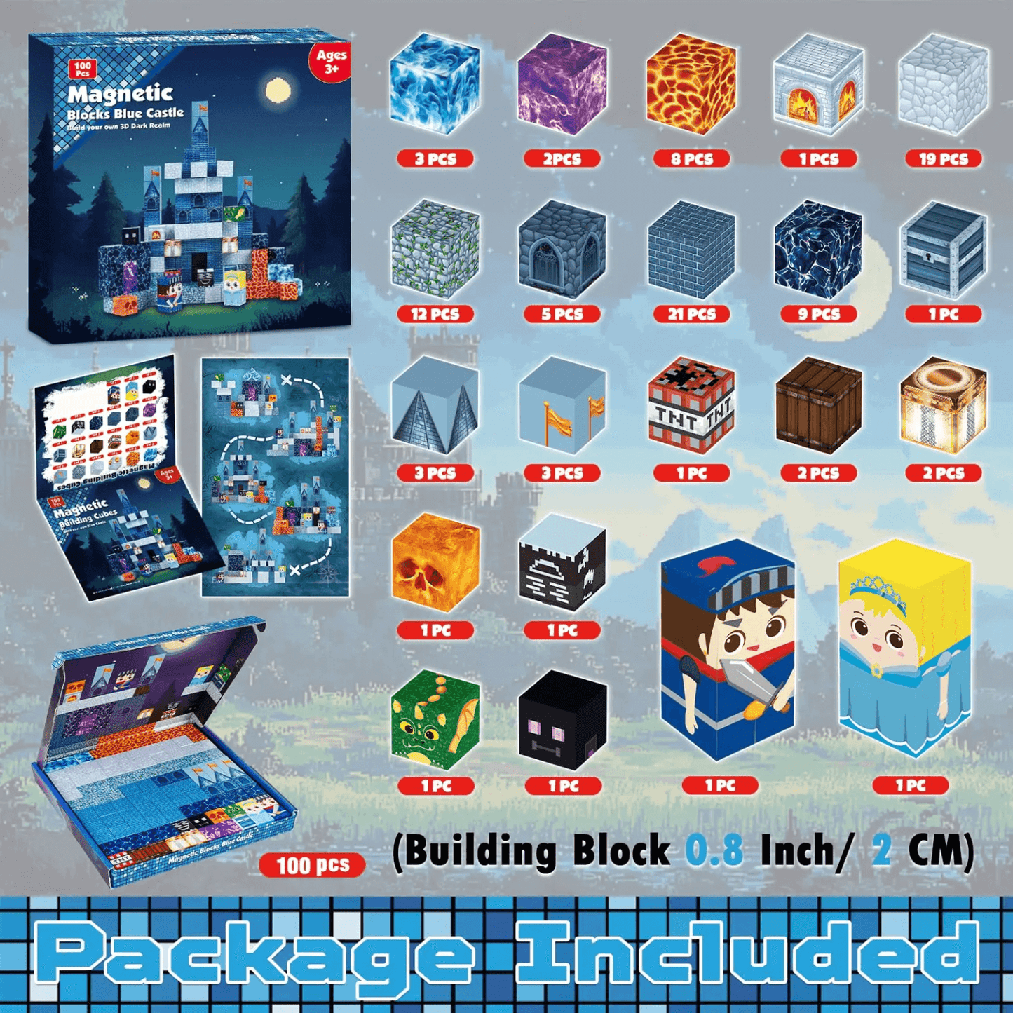 Magnetic Craft™ Blue Castle 100 PCS