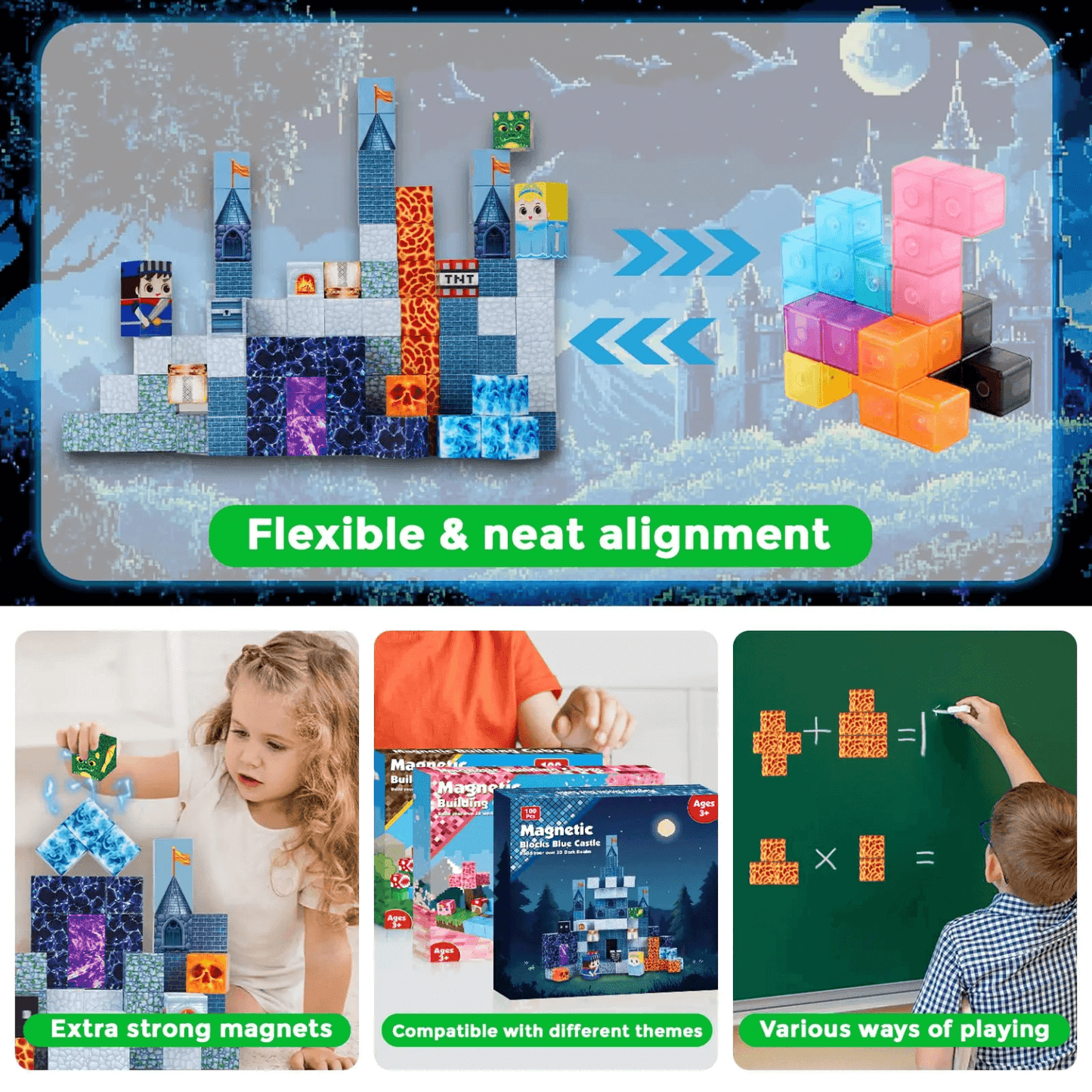 Magnetic Craft™ Blue Castle 100 PCS