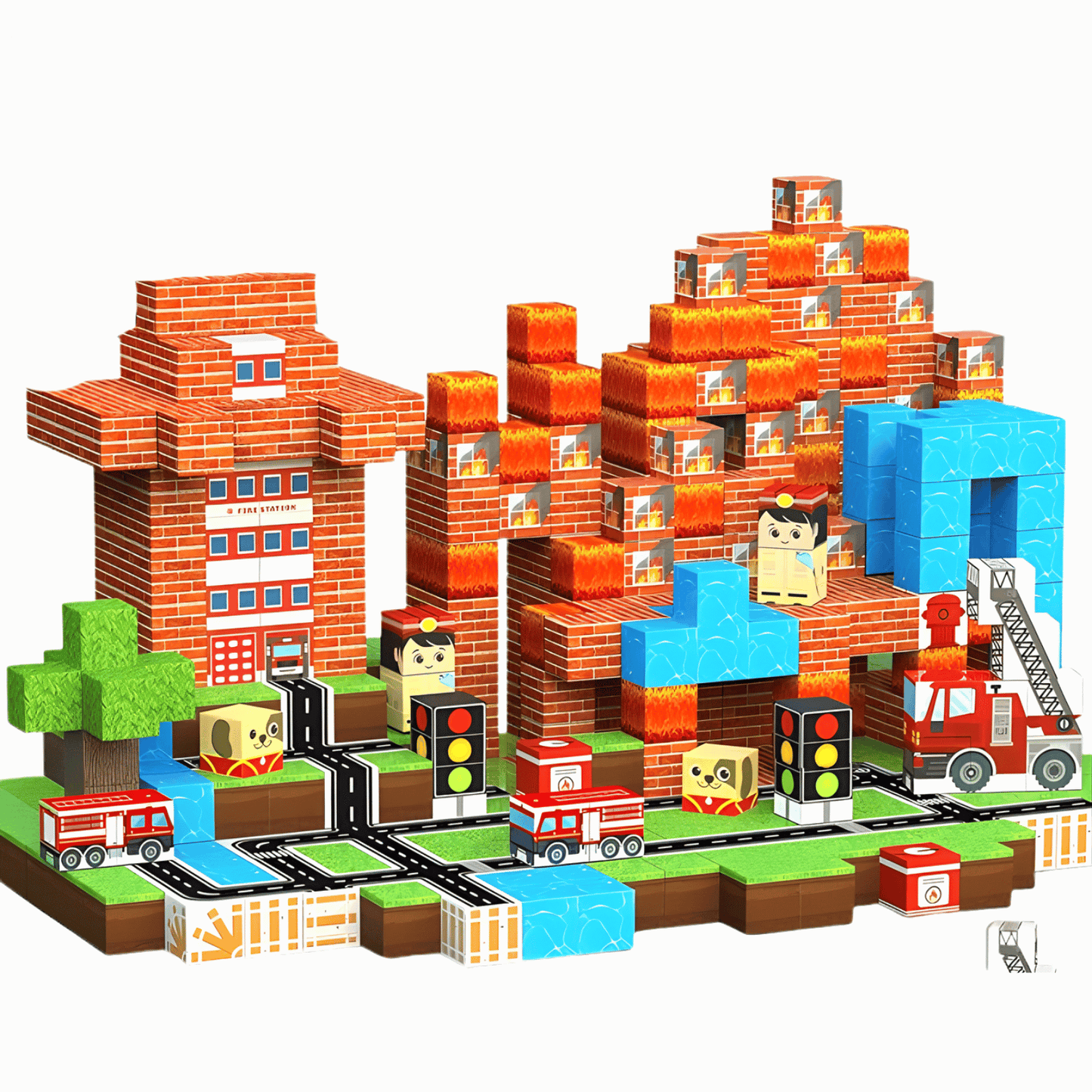 Magnetic Craft™ Fire Station World 100 PCS